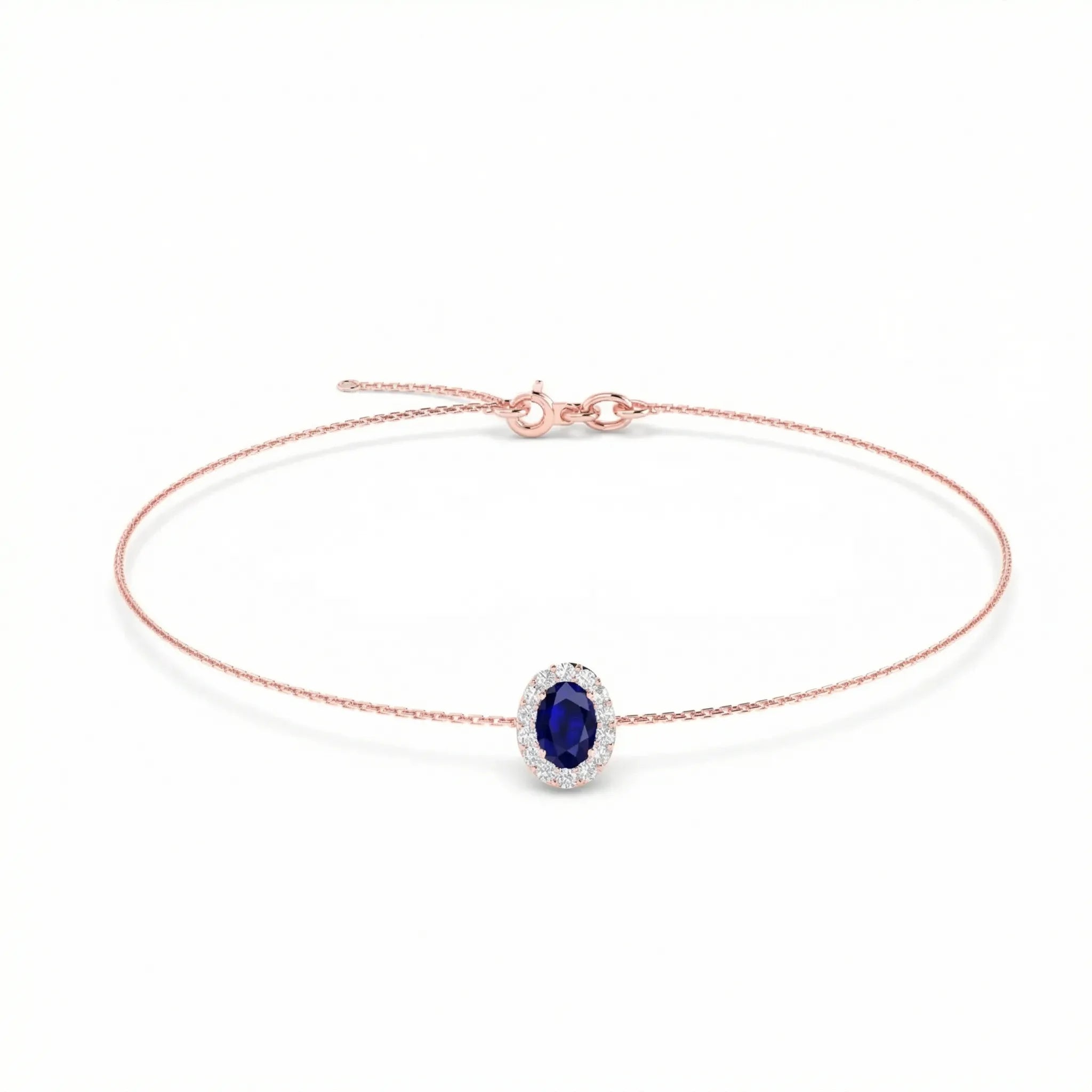 Royale Halo Oval-Cut Sapphire Diamond Bracelet