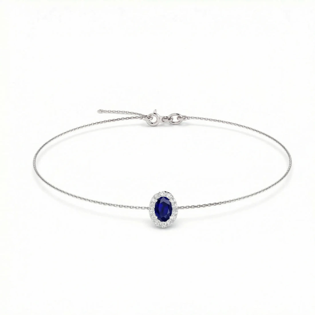 Royale Halo Oval-Cut Sapphire Diamond Bracelet