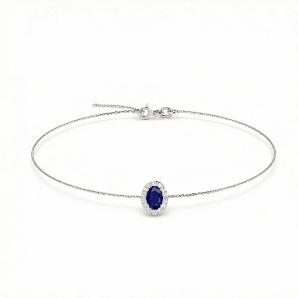 Royale Halo Oval-Cut Sapphire Diamond Bracelet
