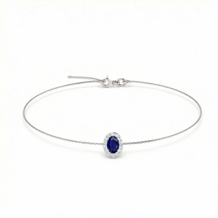 Royale Halo Oval-Cut Sapphire Diamond Bracelet