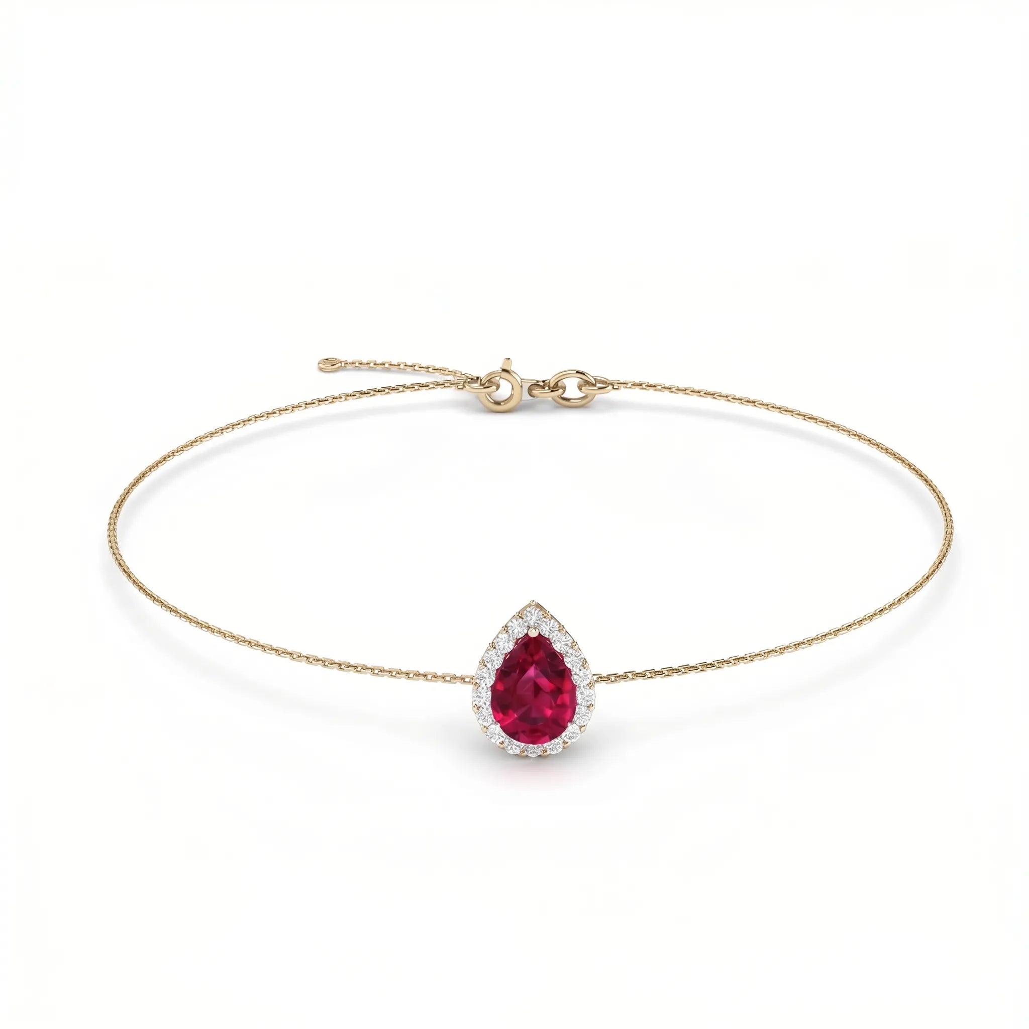 Rouge Halo Pear-Cut Ruby Diamond Bracelet