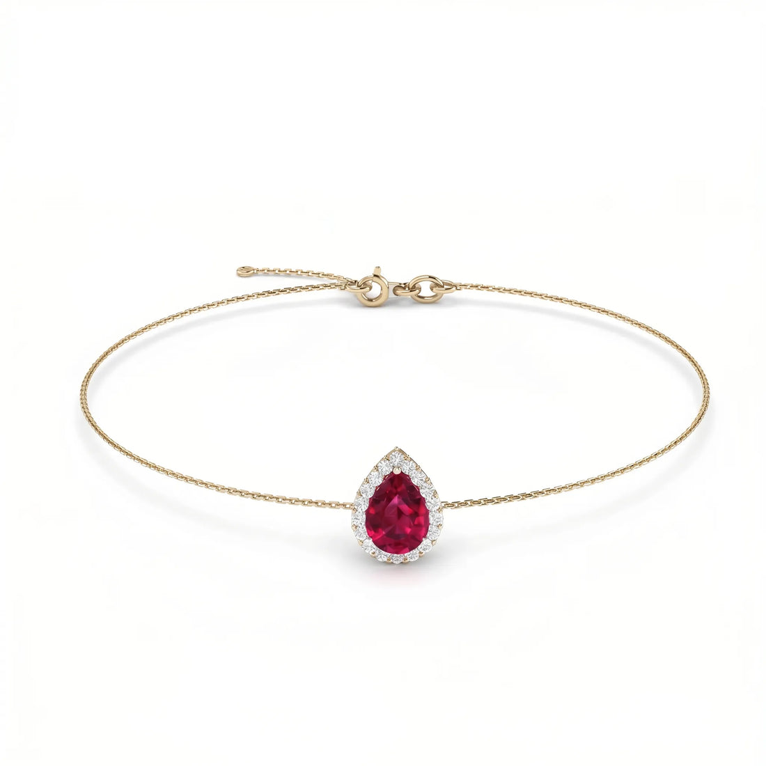 Rouge Halo Pear-Cut Ruby Diamond Bracelet
