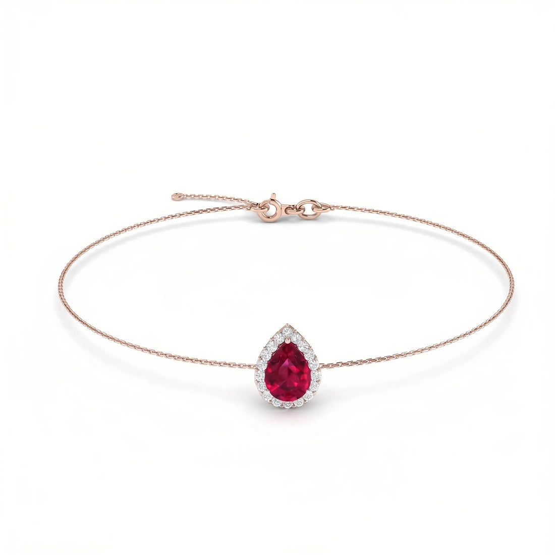 Rouge Halo Pear-Cut Ruby Diamond Bracelet
