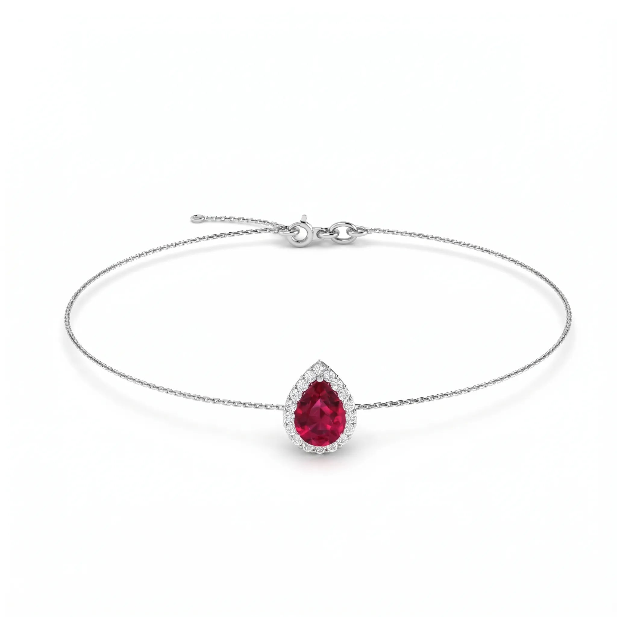 Rouge Halo Pear-Cut Ruby Diamond Bracelet