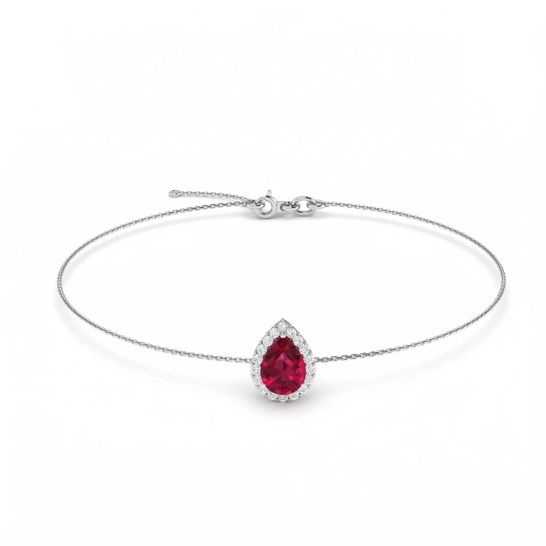 Rouge Halo Pear-Cut Ruby Diamond Bracelet