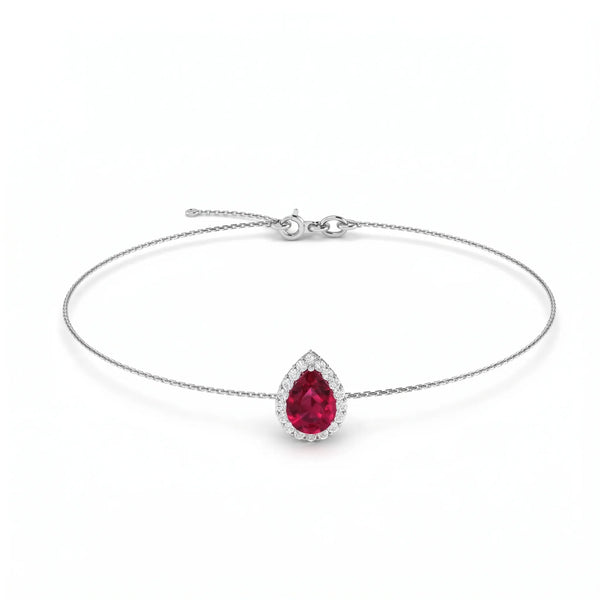 Rouge Halo Pear-Cut Ruby Diamond Bracelet