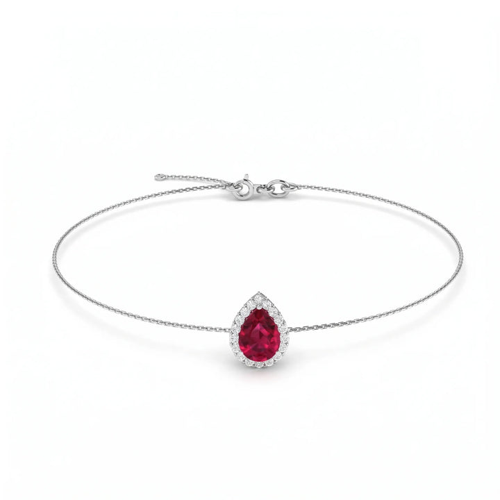 Rouge Halo Pear-Cut Ruby Diamond Bracelet