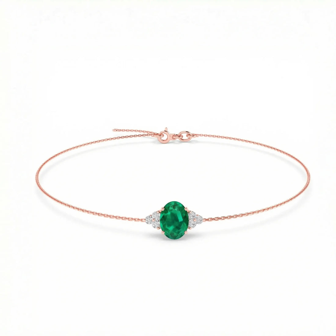 Noble Tre Oval-Cut Emerald Diamond Bracelet