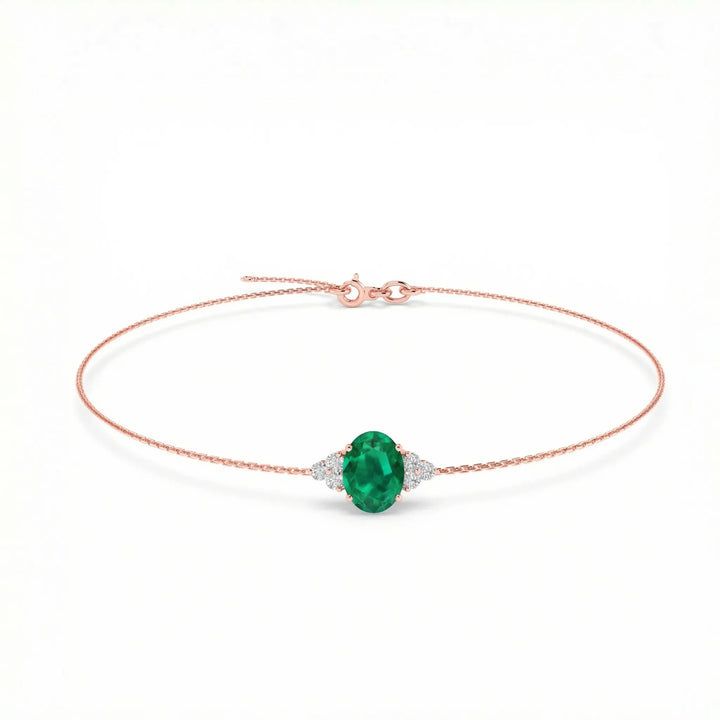 Noble Tre Oval-Cut Emerald Diamond Bracelet