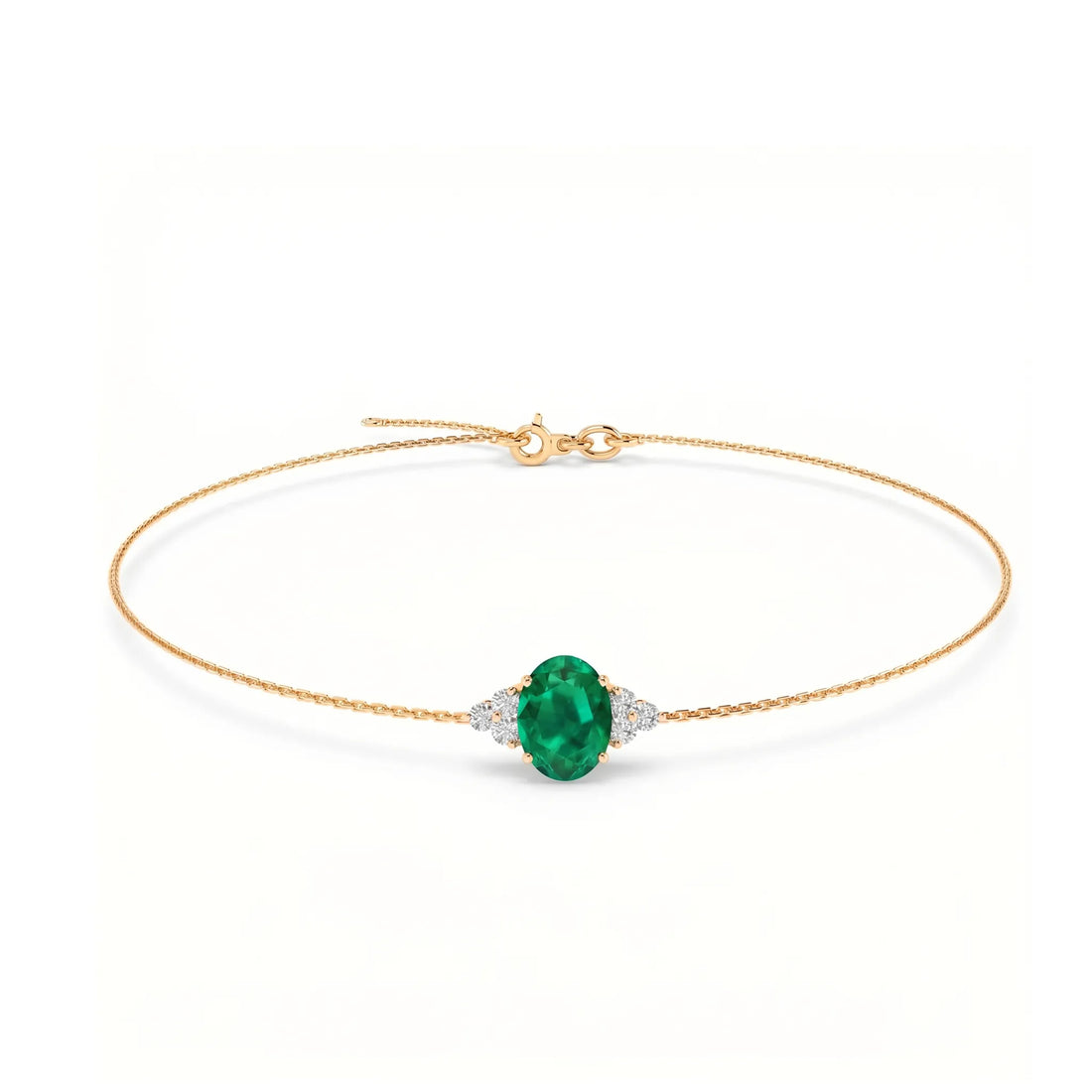 Noble Tre Oval-Cut Emerald Diamond Bracelet