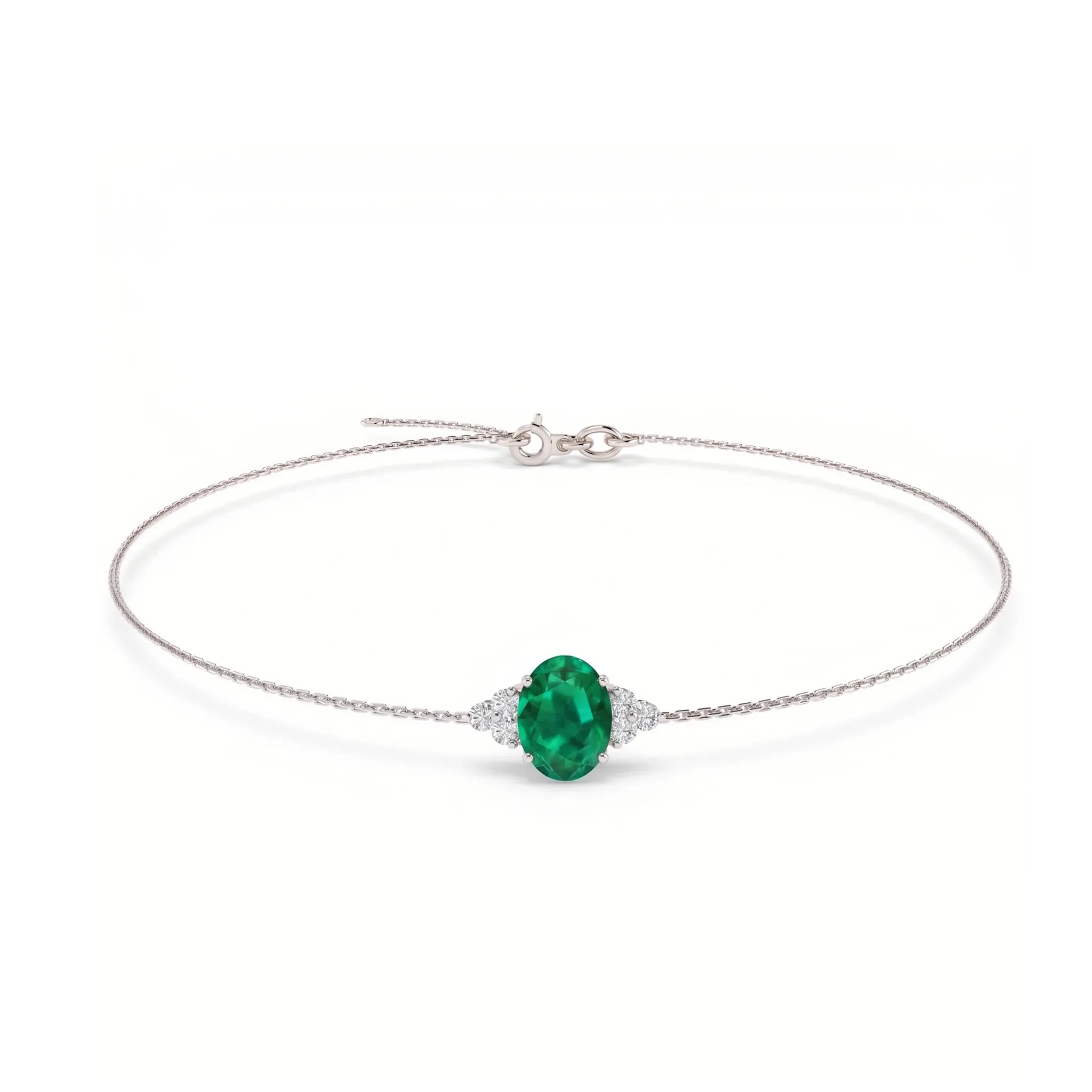 Noble Tre Oval-Cut Emerald Diamond Bracelet