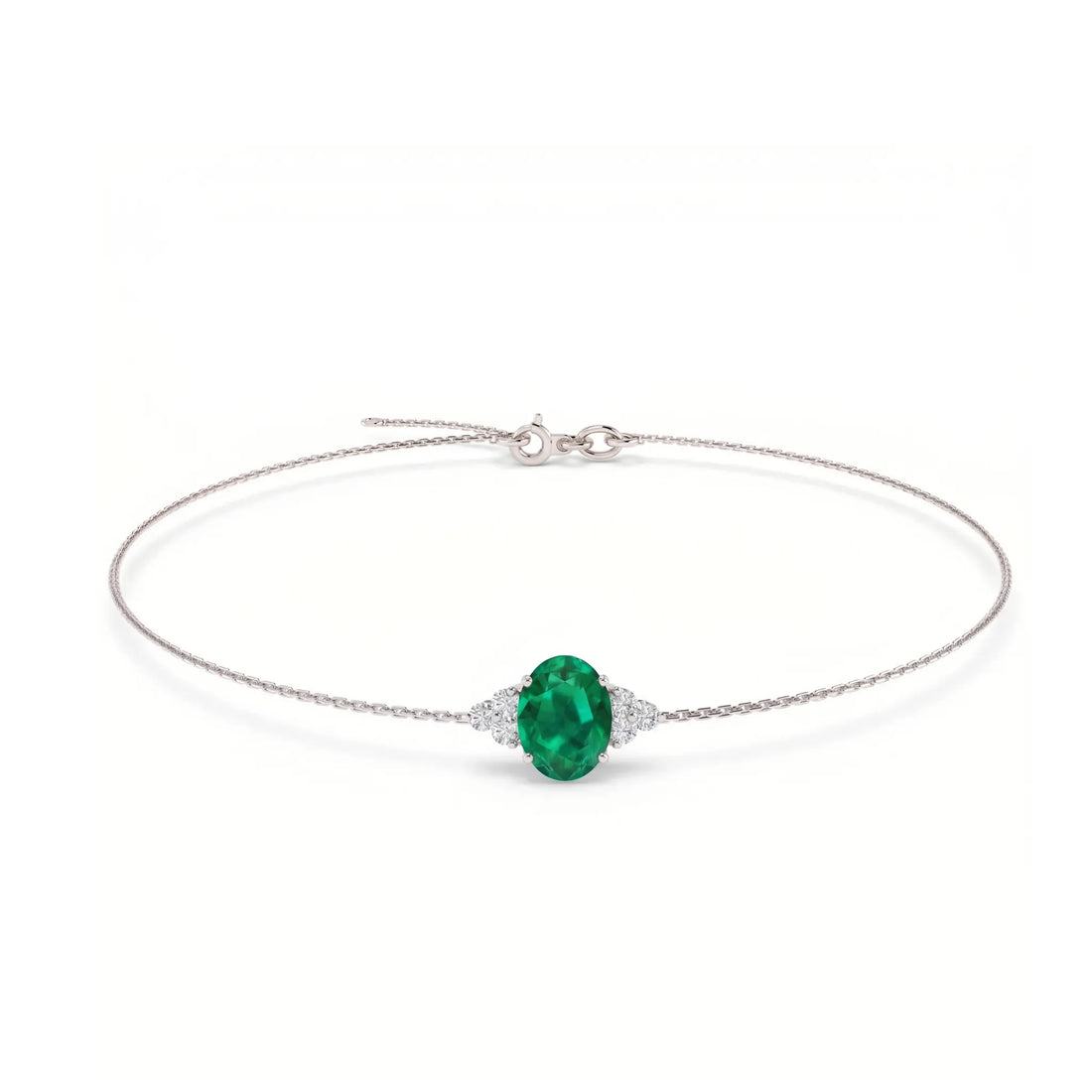 Noble Tre Oval-Cut Emerald Diamond Bracelet
