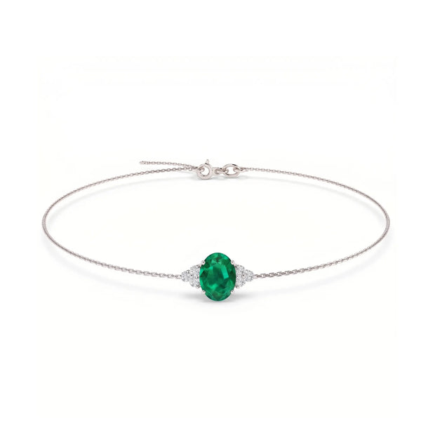 Noble Tre Oval-Cut Emerald Diamond Bracelet