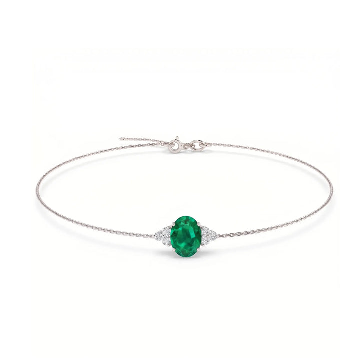 Noble Tre Oval-Cut Emerald Diamond Bracelet
