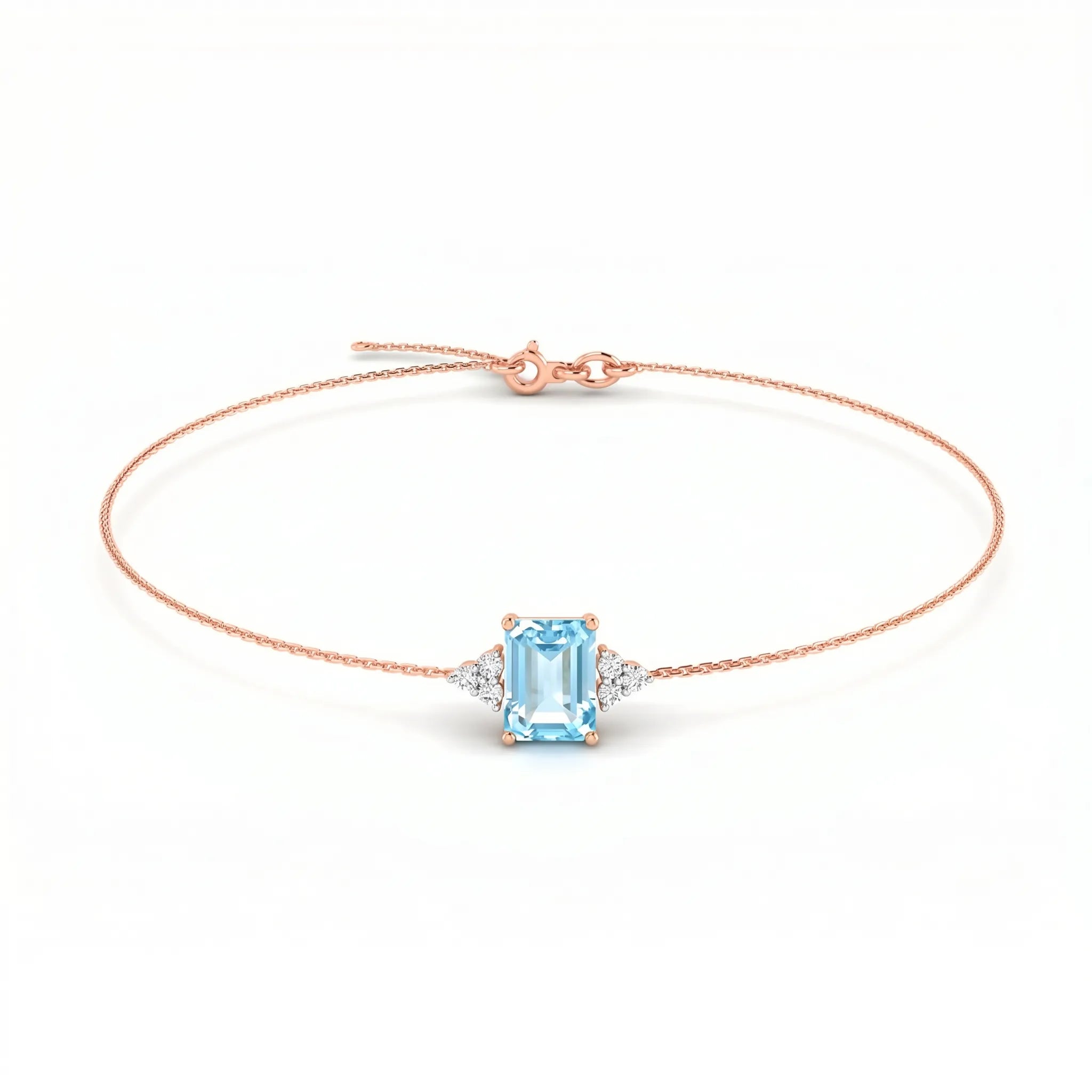 Riviera Tre Emerald-Cut Aquamarine Diamond Bracelet