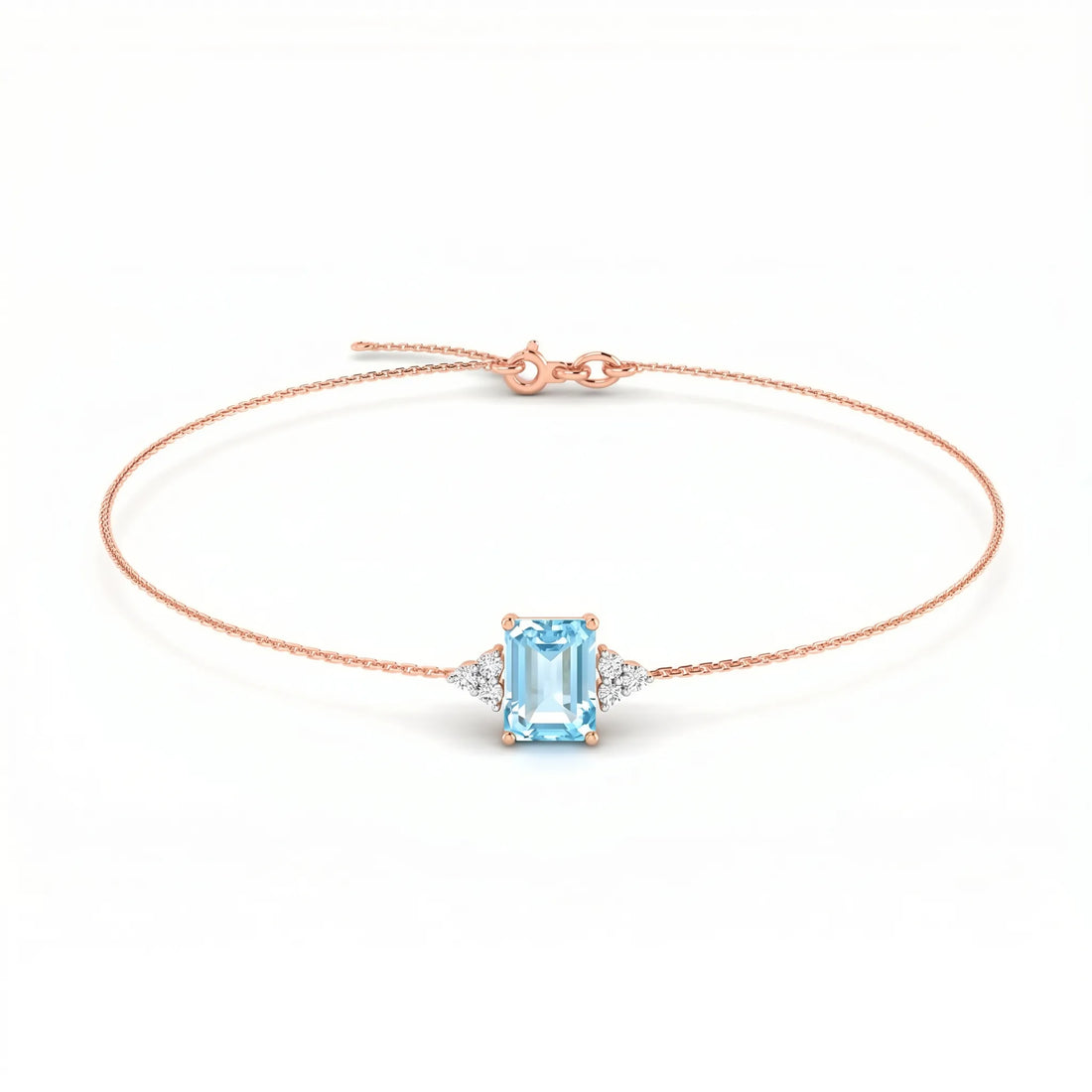 Riviera Tre Emerald-Cut Aquamarine Diamond Bracelet