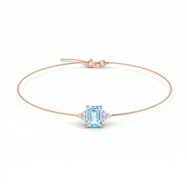 Riviera Tre Emerald-Cut Aquamarine Diamond Bracelet
