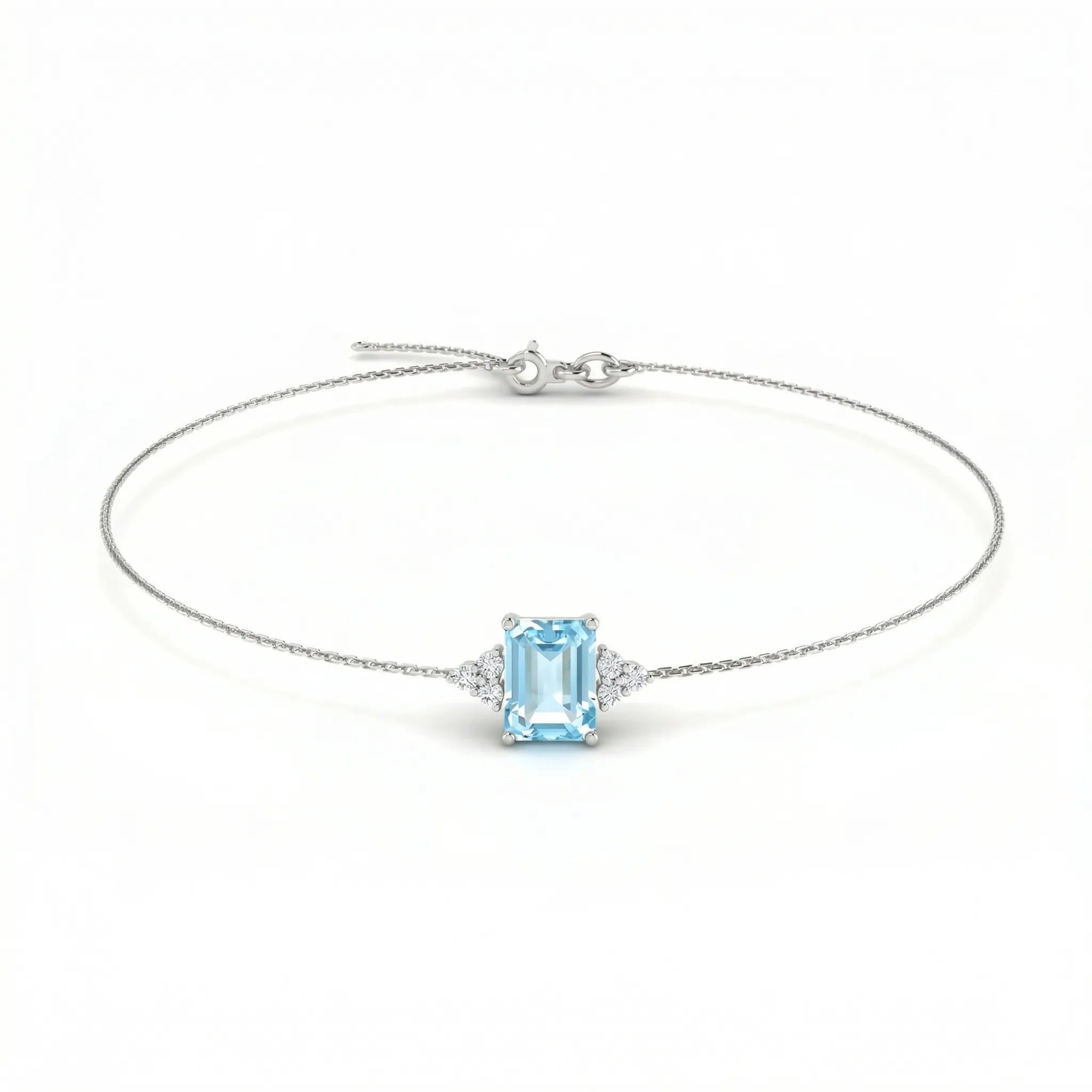 Riviera Tre Emerald-Cut Aquamarine Diamond Bracelet