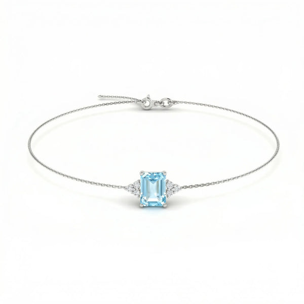 Riviera Tre Emerald-Cut Aquamarine Diamond Bracelet