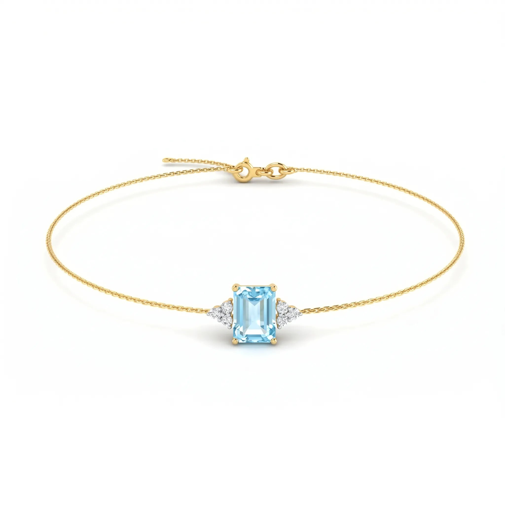Riviera Tre Emerald-Cut Aquamarine Diamond Bracelet