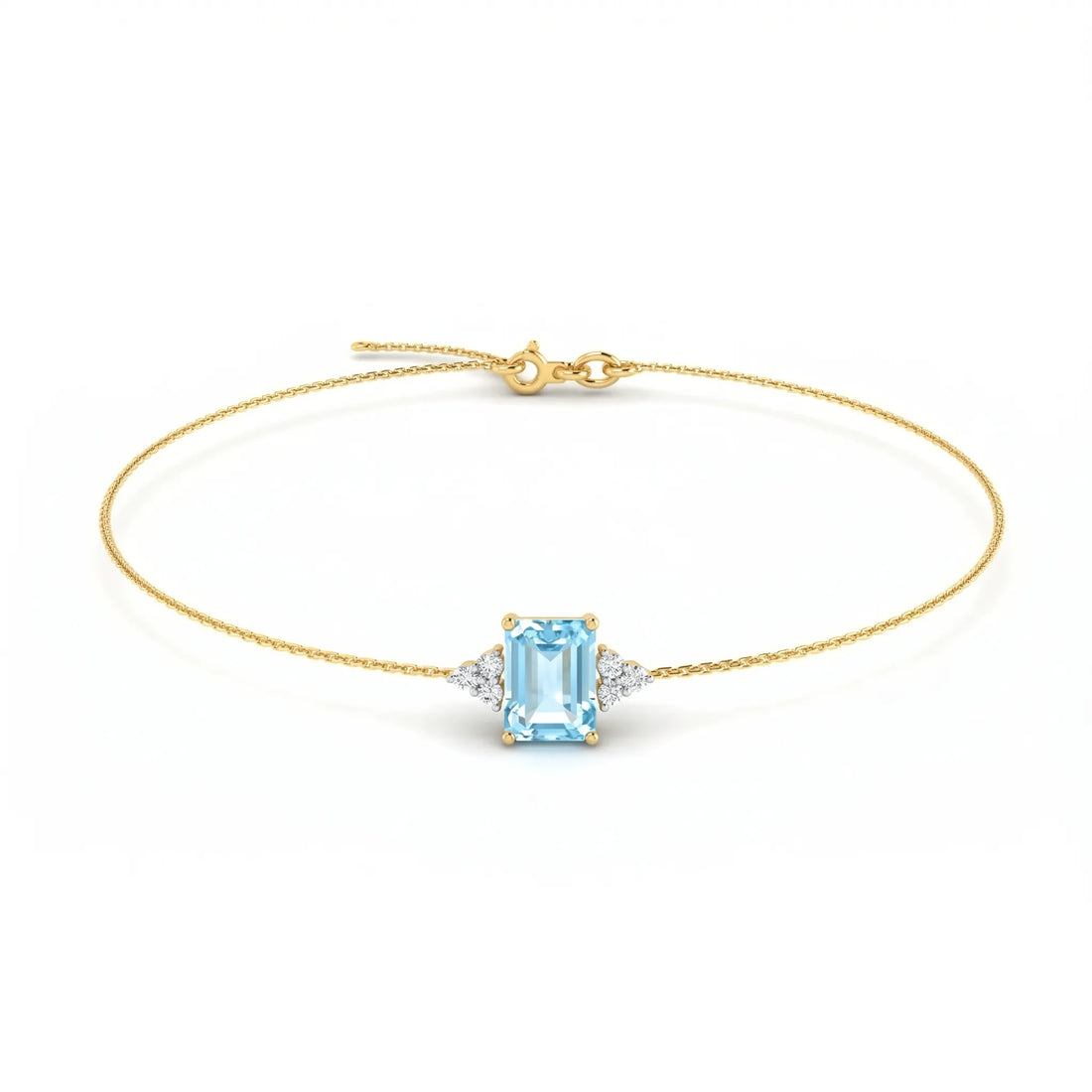 Riviera Tre Emerald-Cut Aquamarine Diamond Bracelet