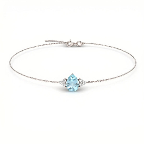Riviera Tre Pear-Cut Aquamarine Diamond Bracelet
