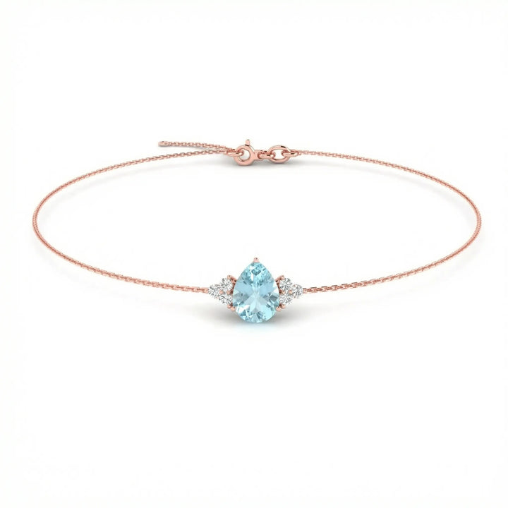 Riviera Tre Pear-Cut Aquamarine Diamond Bracelet