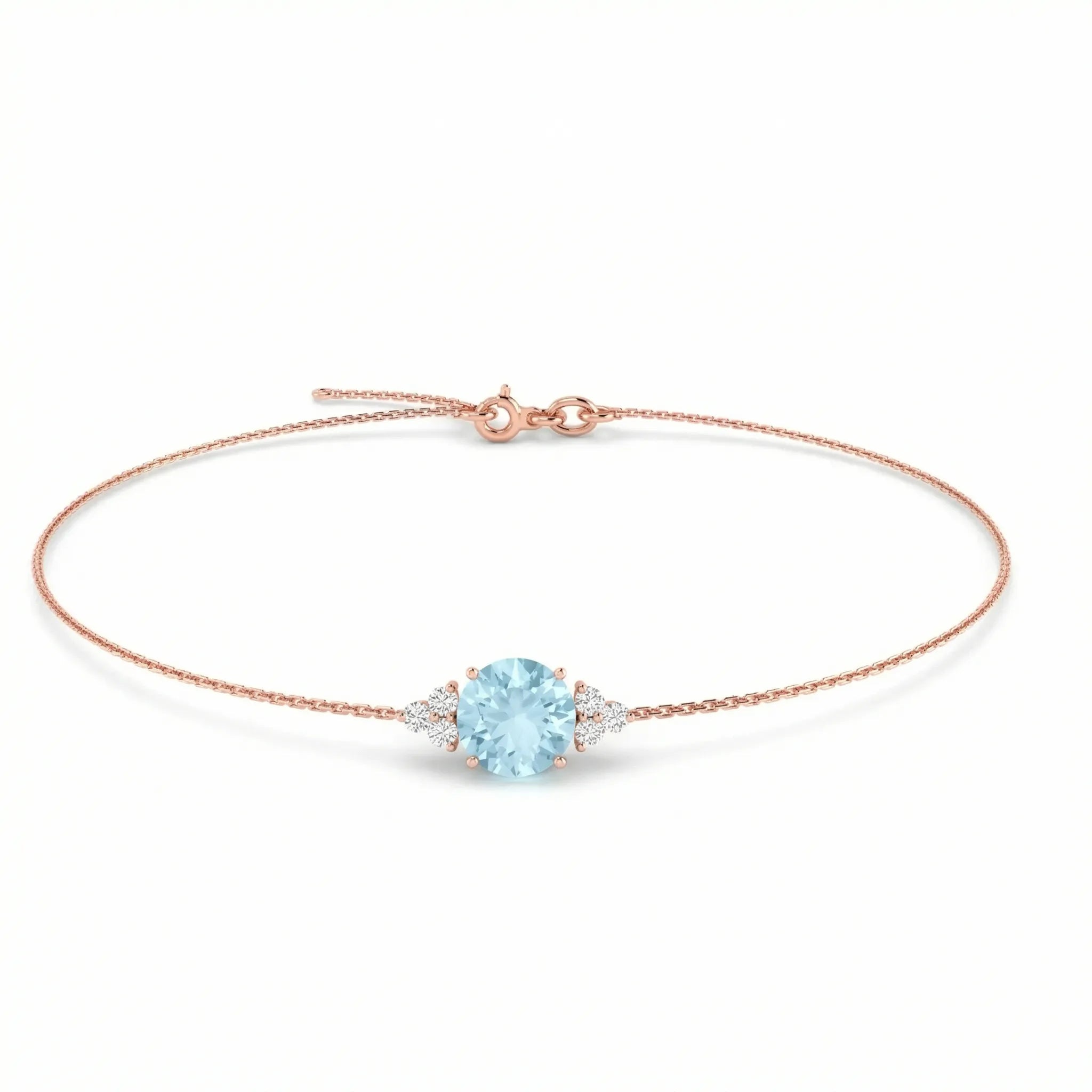 Riviera Tre Round Aquamarine Diamond Bracelet