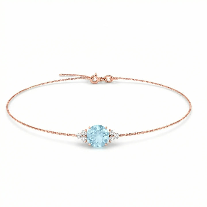 Riviera Tre Round Aquamarine Diamond Bracelet