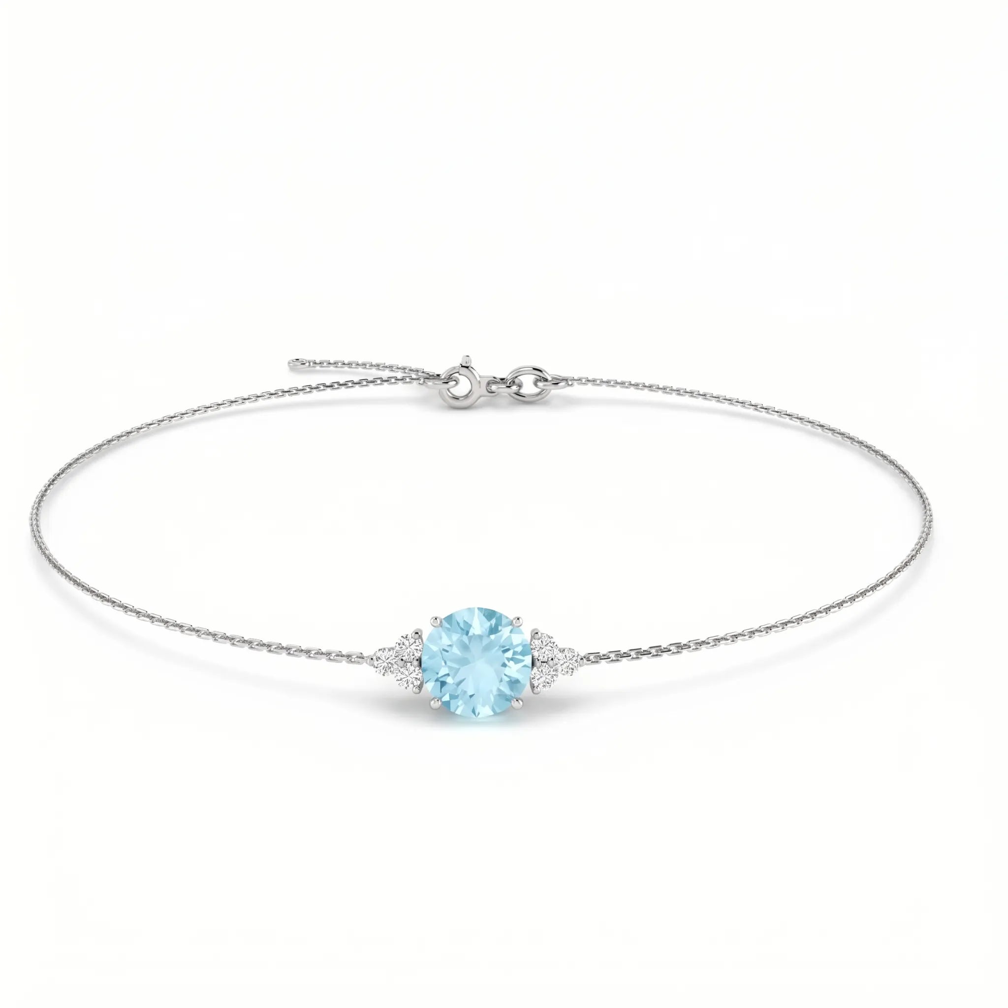 Riviera Tre Round Aquamarine Diamond Bracelet
