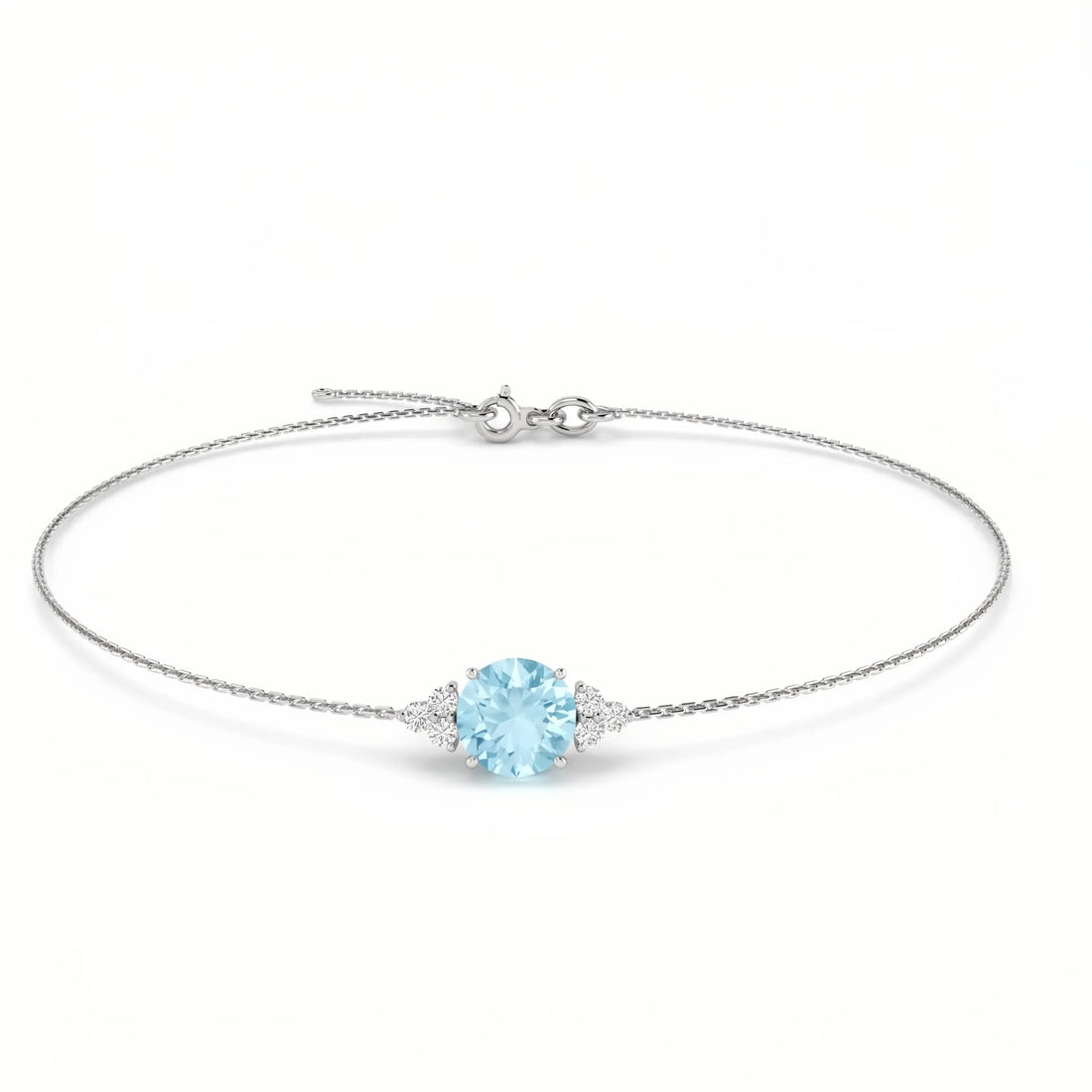Riviera Tre Round Aquamarine Diamond Bracelet