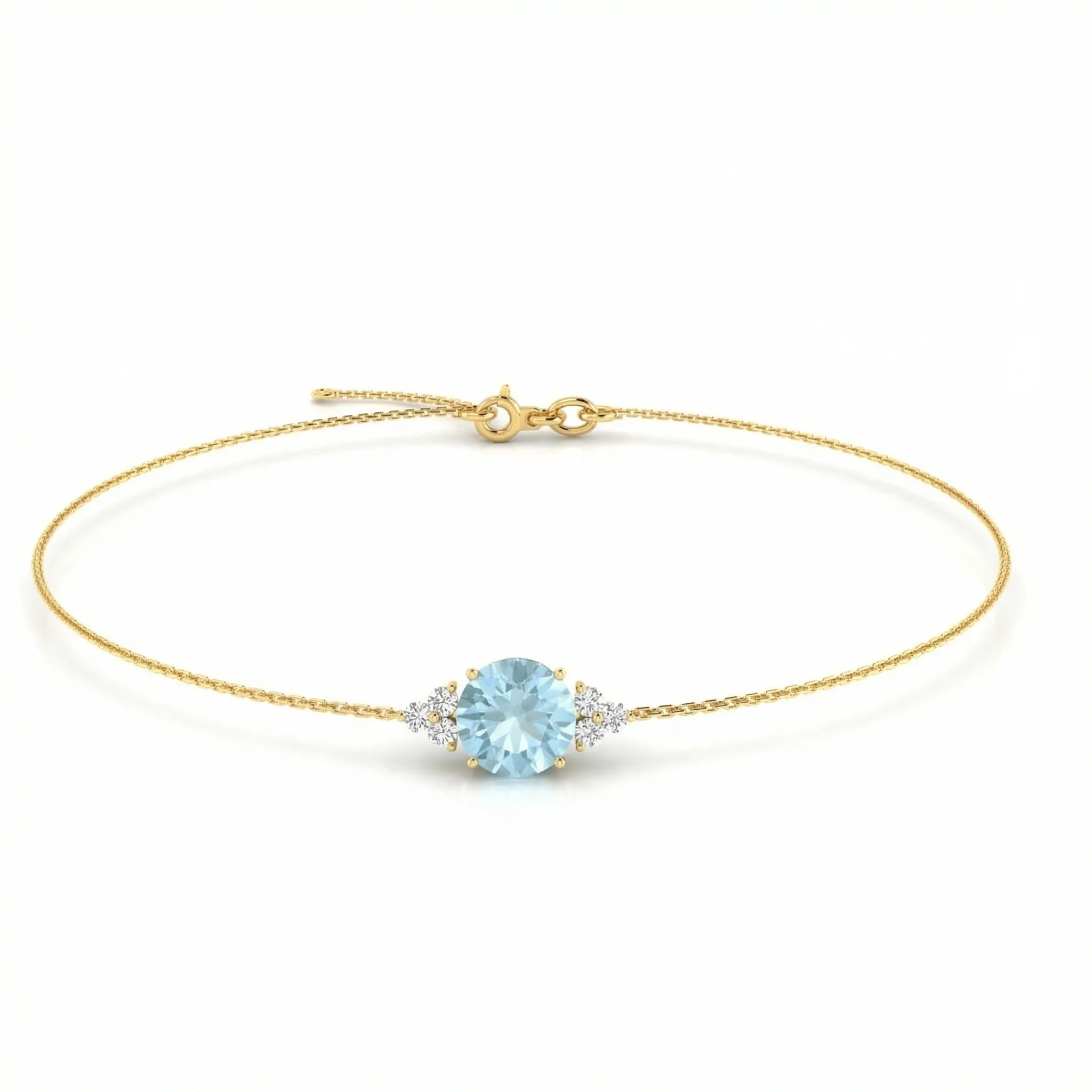 Riviera Tre Round Aquamarine Diamond Bracelet