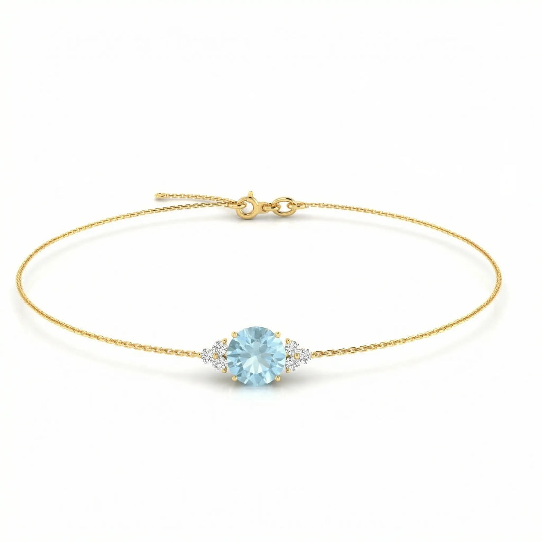 Riviera Tre Round Aquamarine Diamond Bracelet