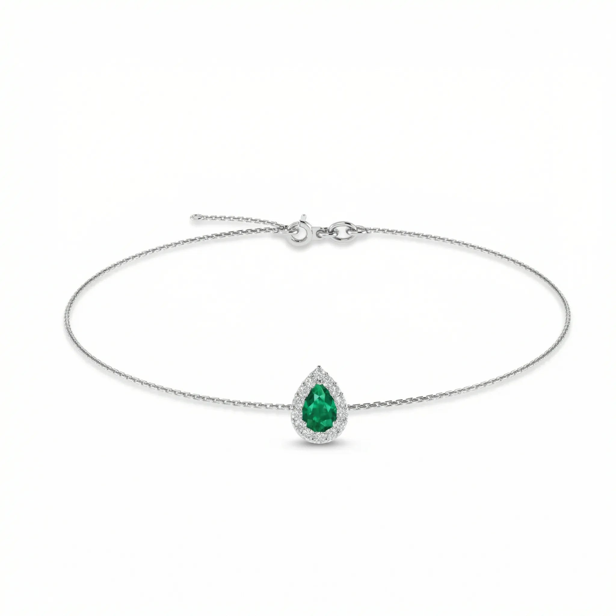 Noble Halo Pear-Cut Emerald Diamond Bracelet