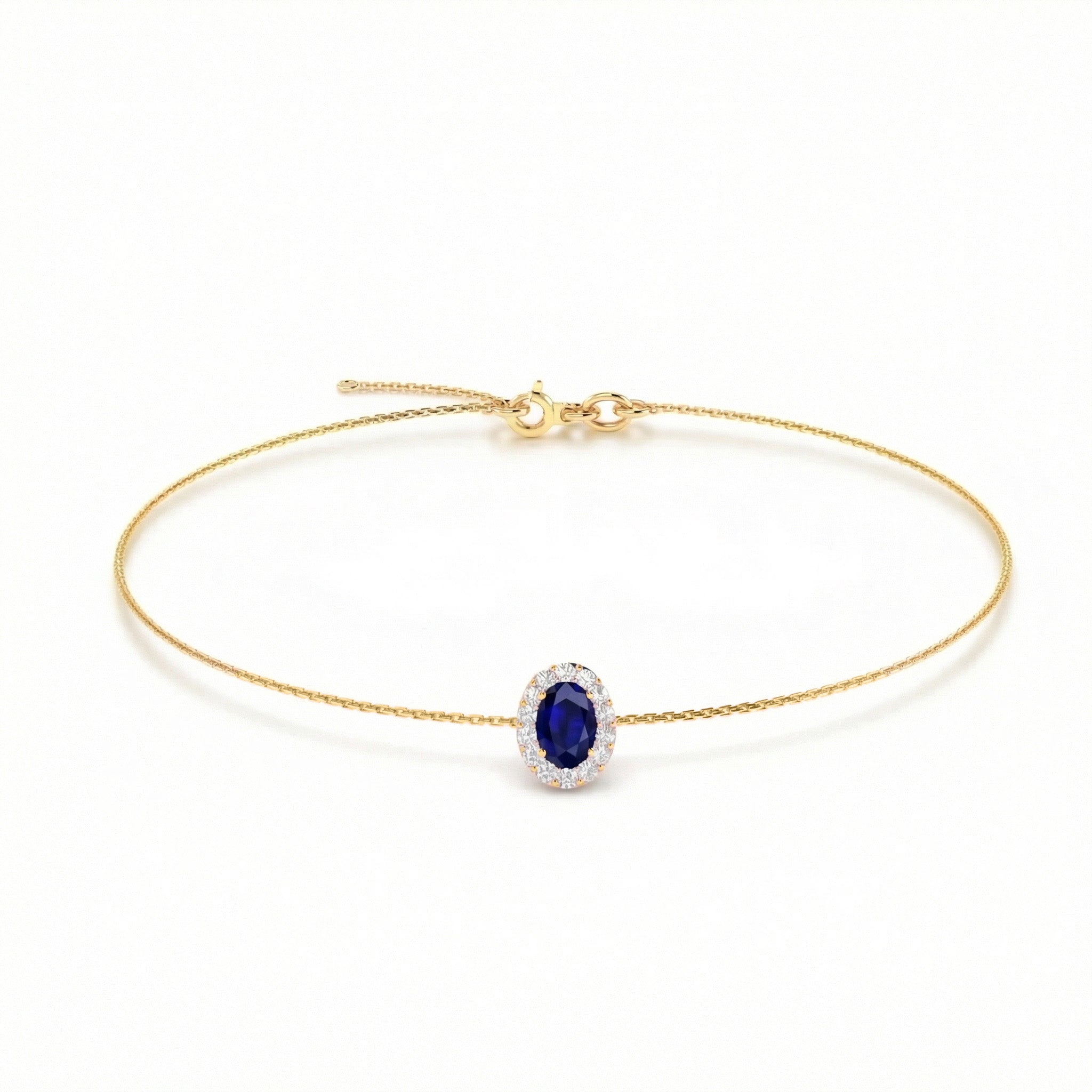 Royale Halo Oval-Cut Sapphire Diamond Bracelet