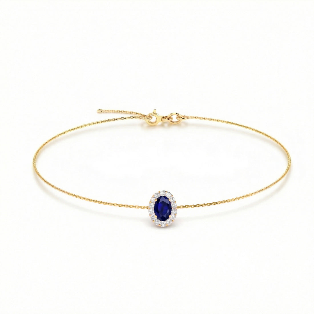 Royale Halo Oval-Cut Sapphire Diamond Bracelet