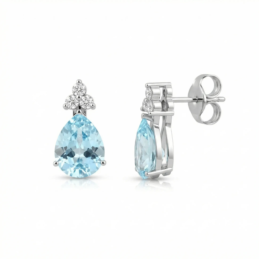 Riviera Tre Pear-Cut Aquamarine Diamond Earrings