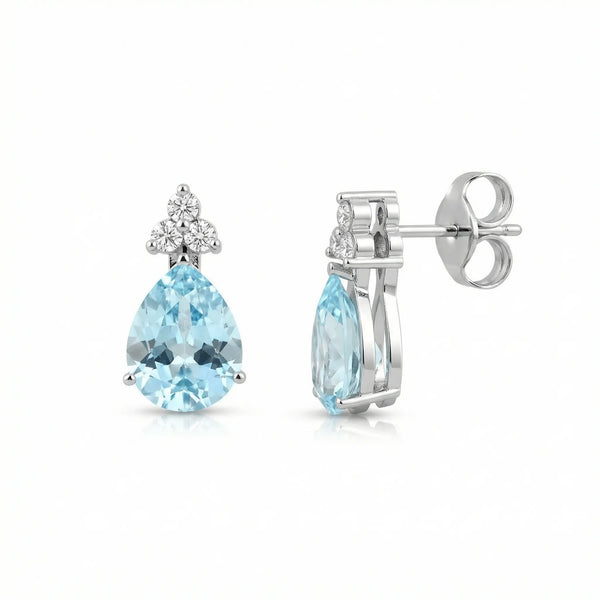 Riviera Tre Pear-Cut Aquamarine Diamond Earrings