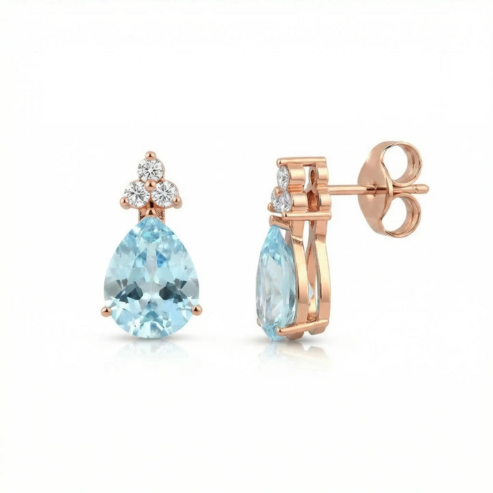 Riviera Tre Pear-Cut Aquamarine Diamond Earrings