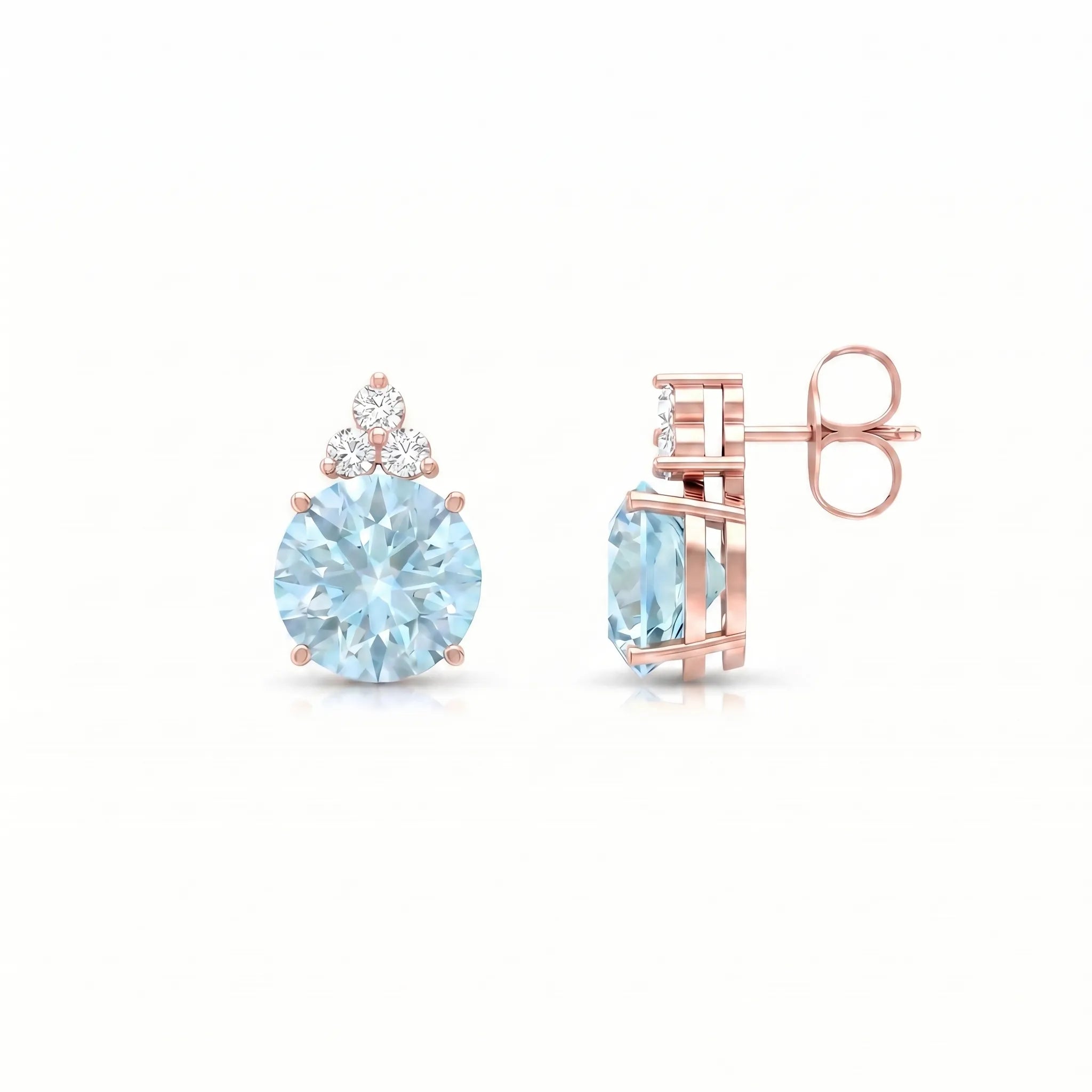 Riviera Tre Round Aquamarine Diamond Earrings