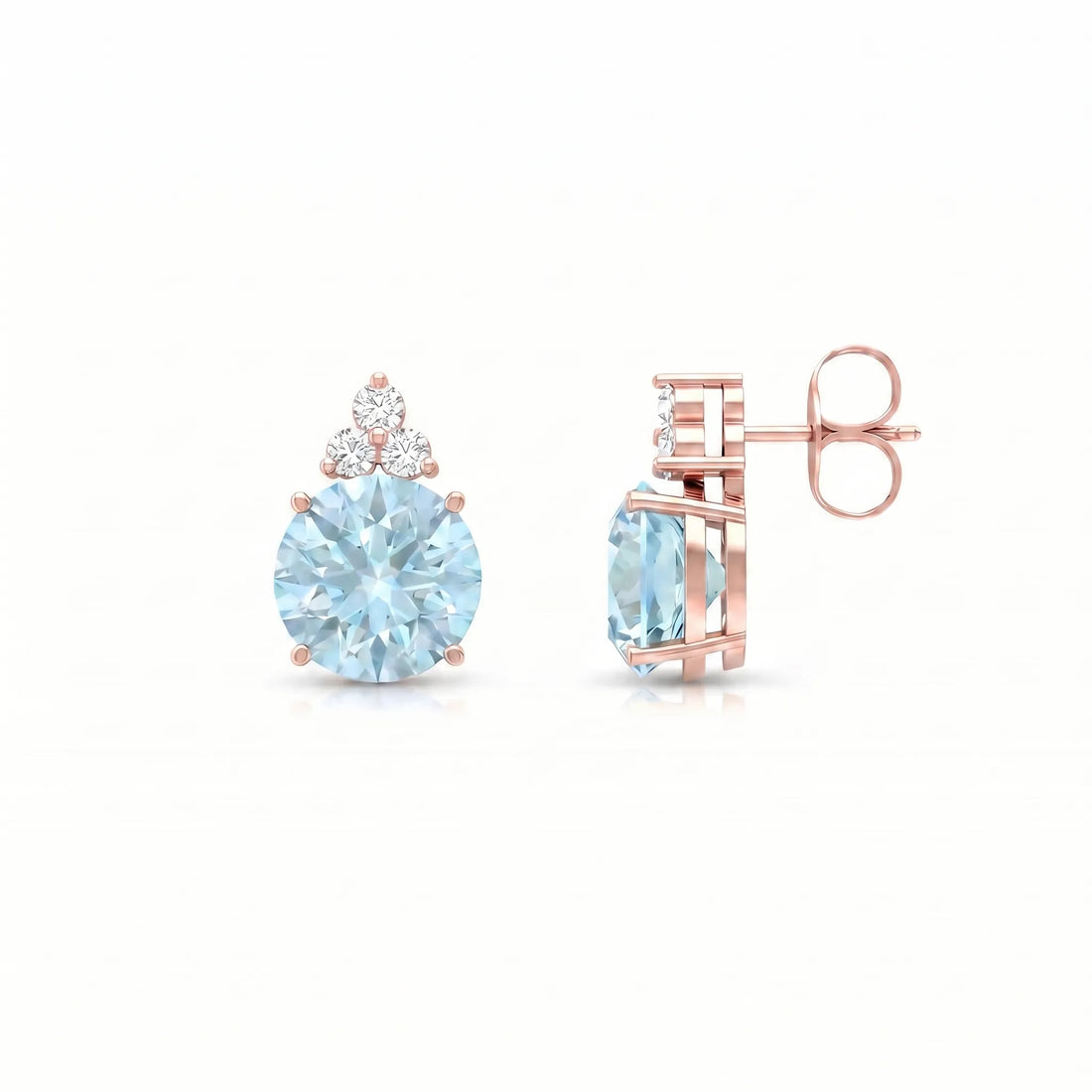 Riviera Tre Round Aquamarine Diamond Earrings