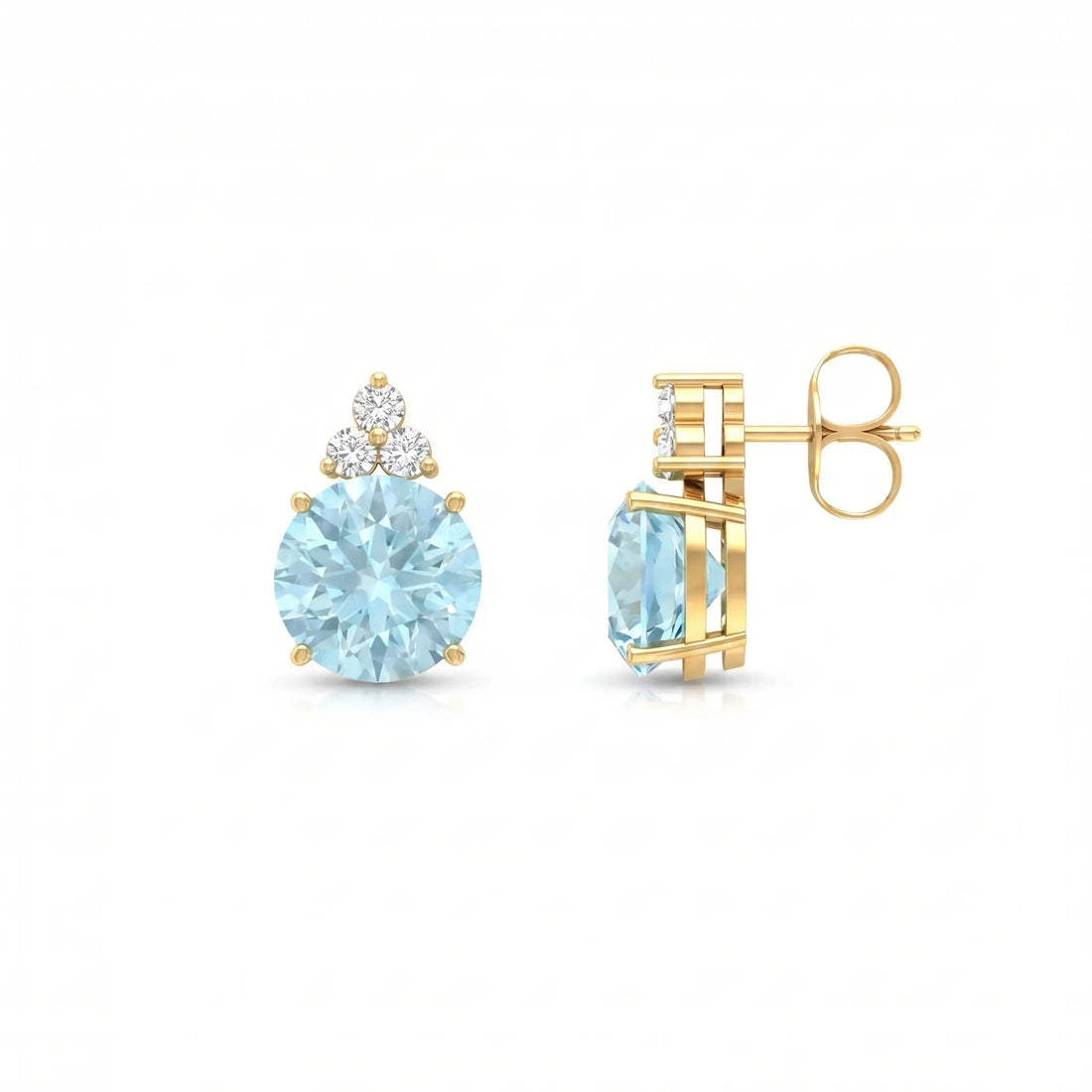 Riviera Tre Round Aquamarine Diamond Earrings
