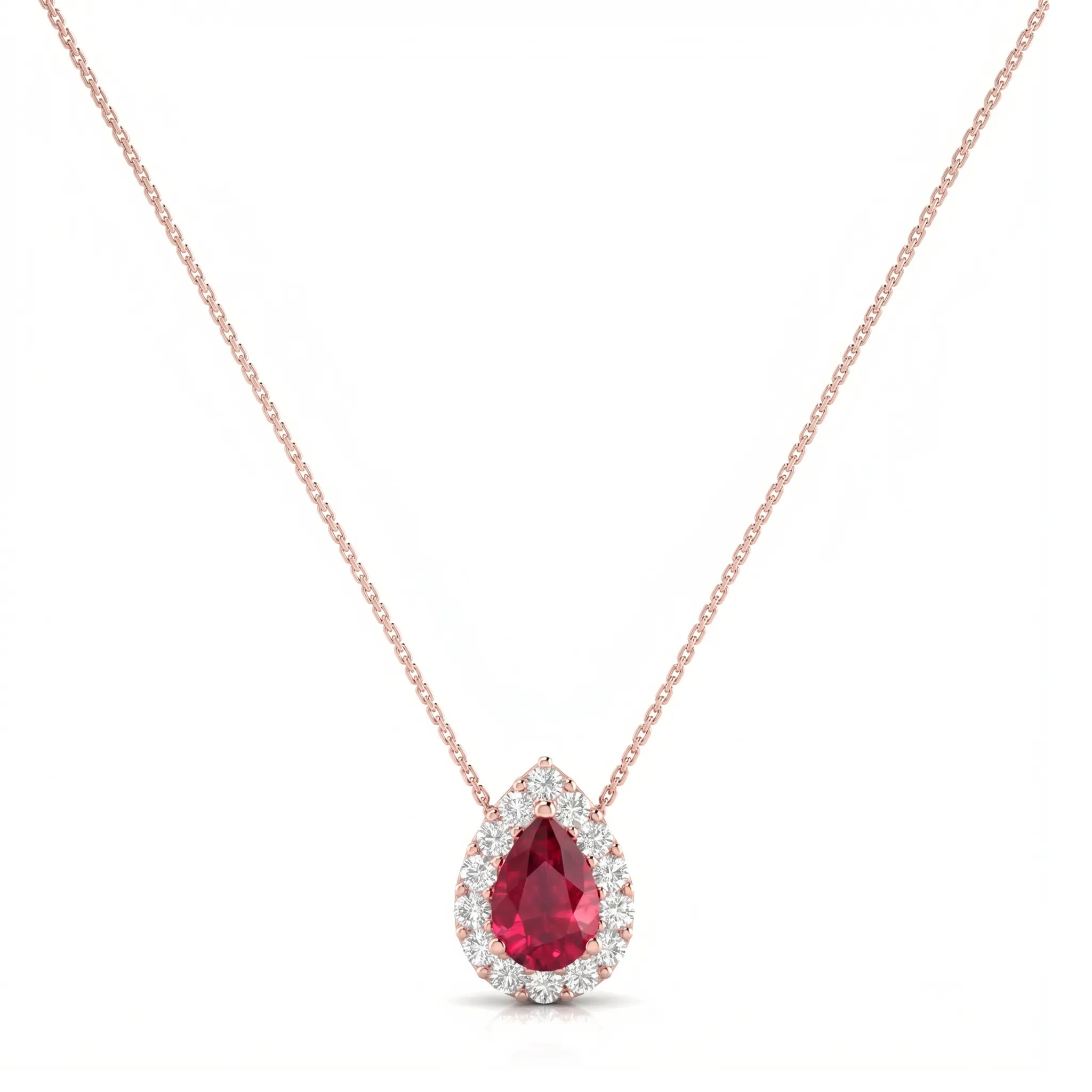 Rouge Halo Pear-Cut Ruby Diamond Necklace