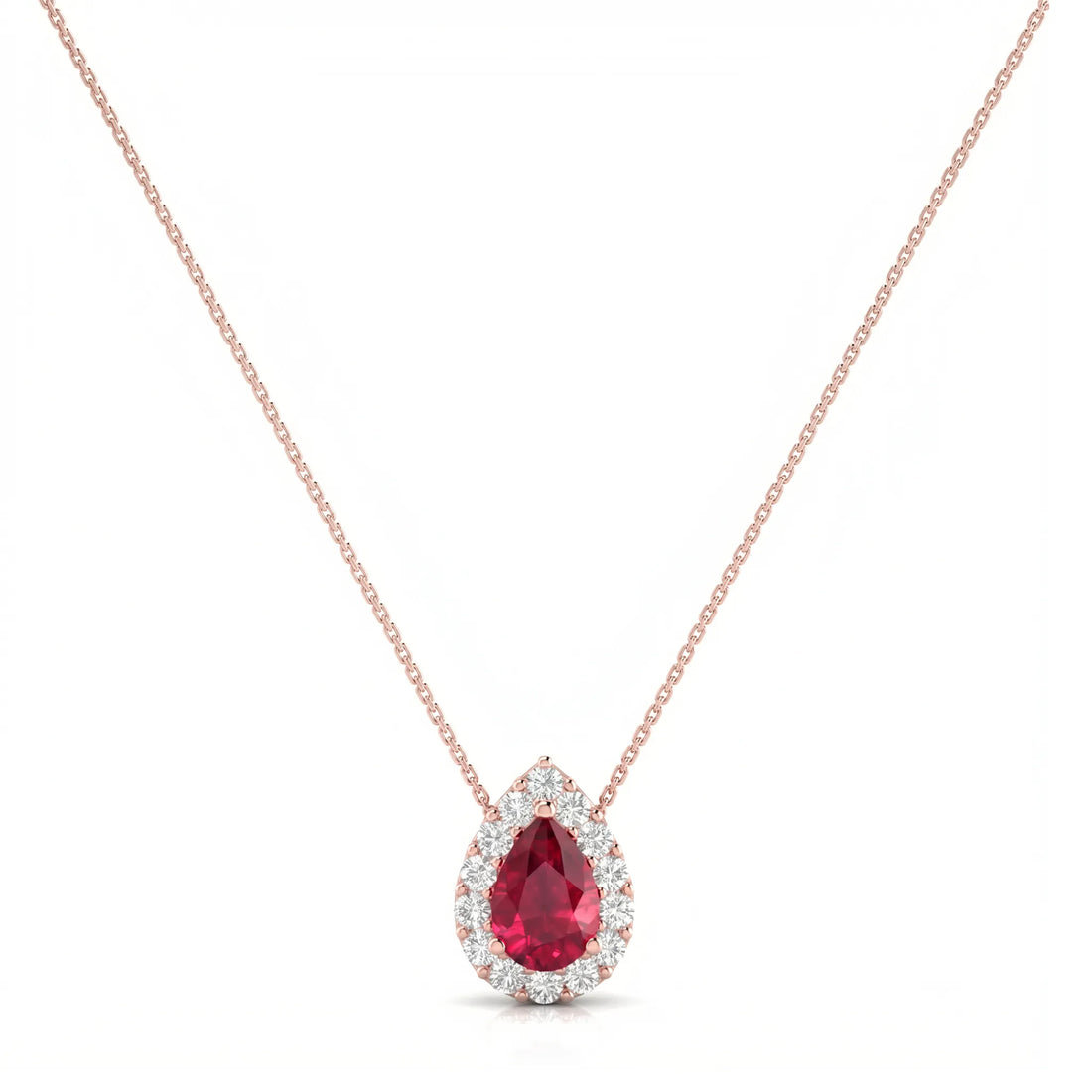 Rouge Halo Pear-Cut Ruby Diamond Necklace