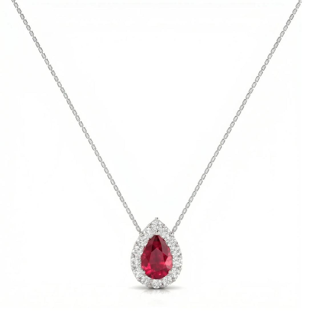 Rouge Halo Pear-Cut Ruby Diamond Necklace