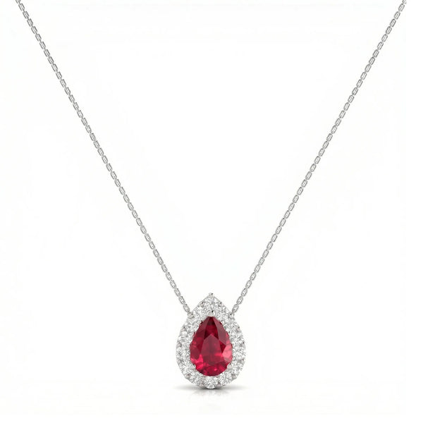 Rouge Halo Pear-Cut Ruby Diamond Necklace