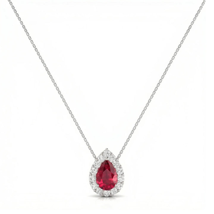Rouge Halo Pear-Cut Ruby Diamond Necklace