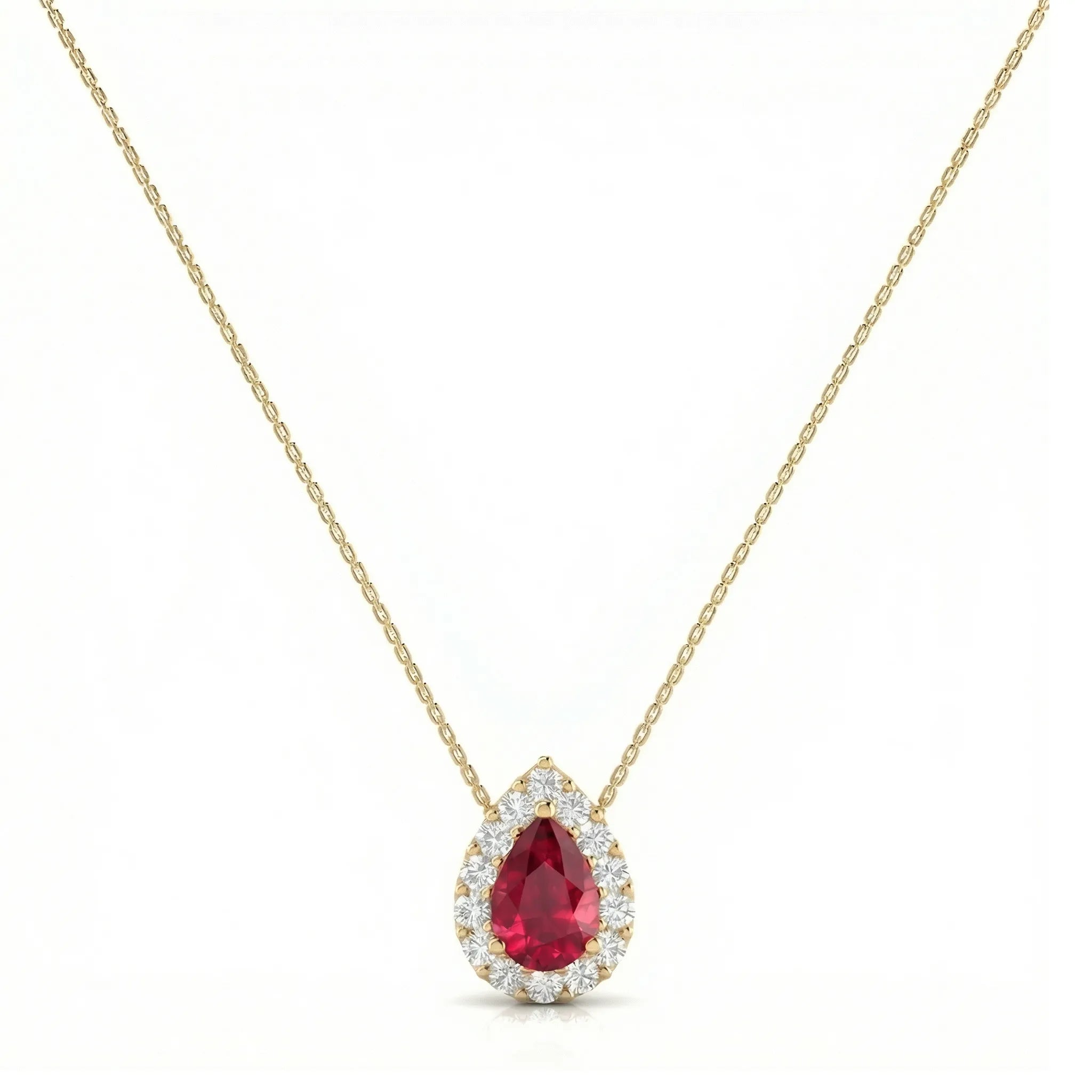 Rouge Halo Pear-Cut Ruby Diamond Necklace