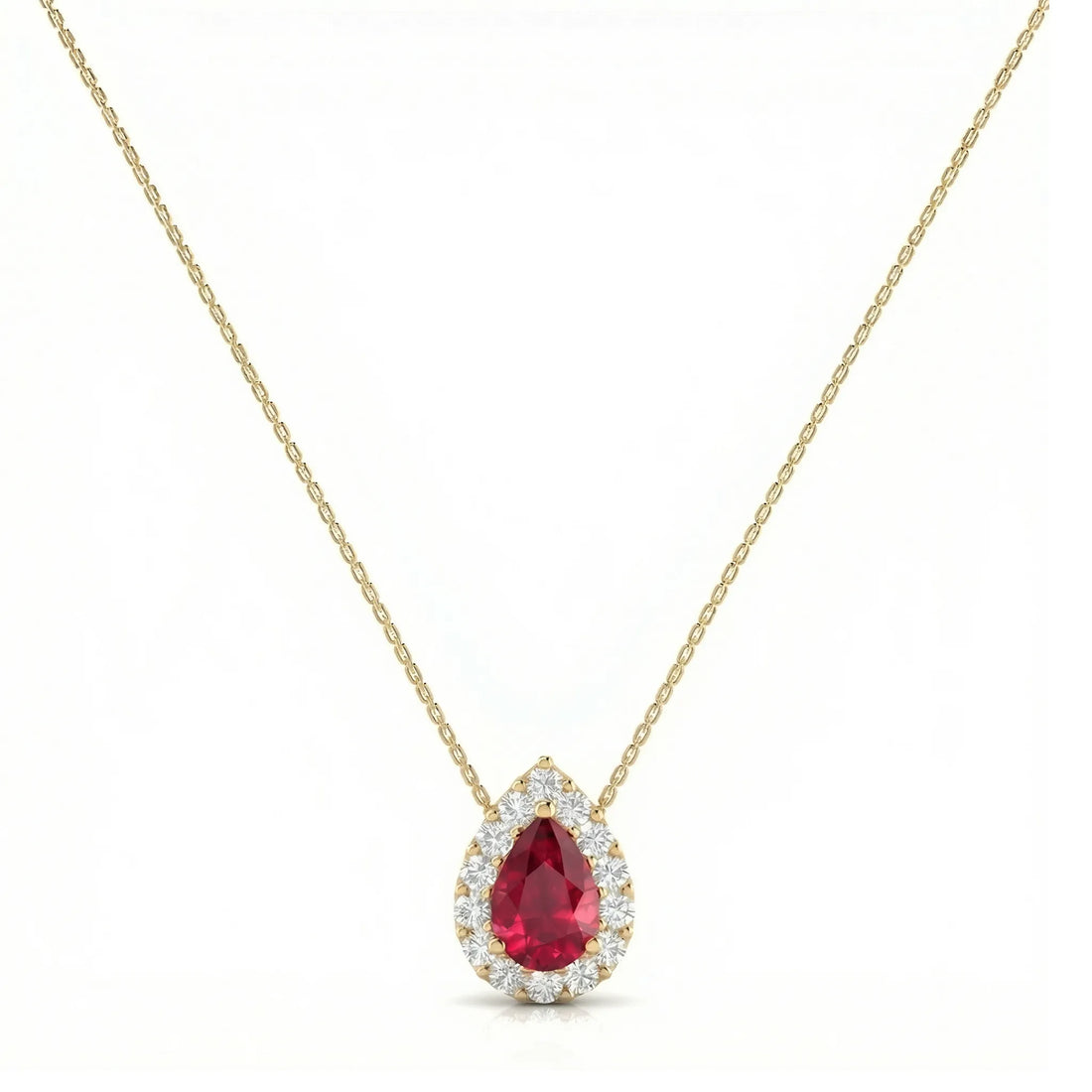 Rouge Halo Pear-Cut Ruby Diamond Necklace