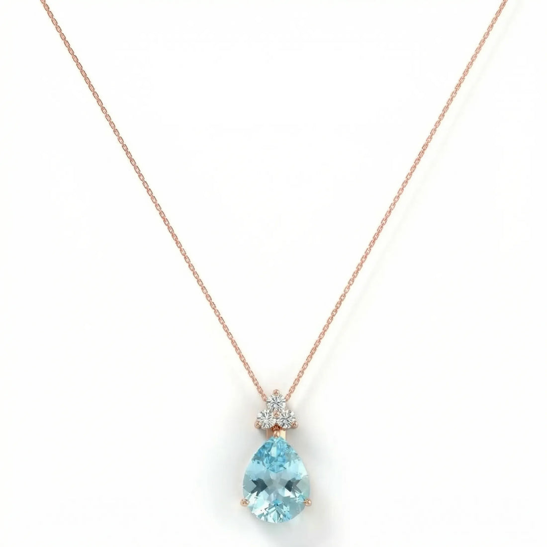 Riviera Tre Pear-Cut Aquamarine Diamond Necklace